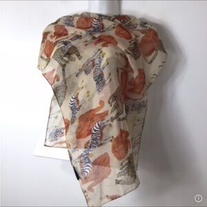 Into Africa elephant zebra Animal Print Silk Scarf